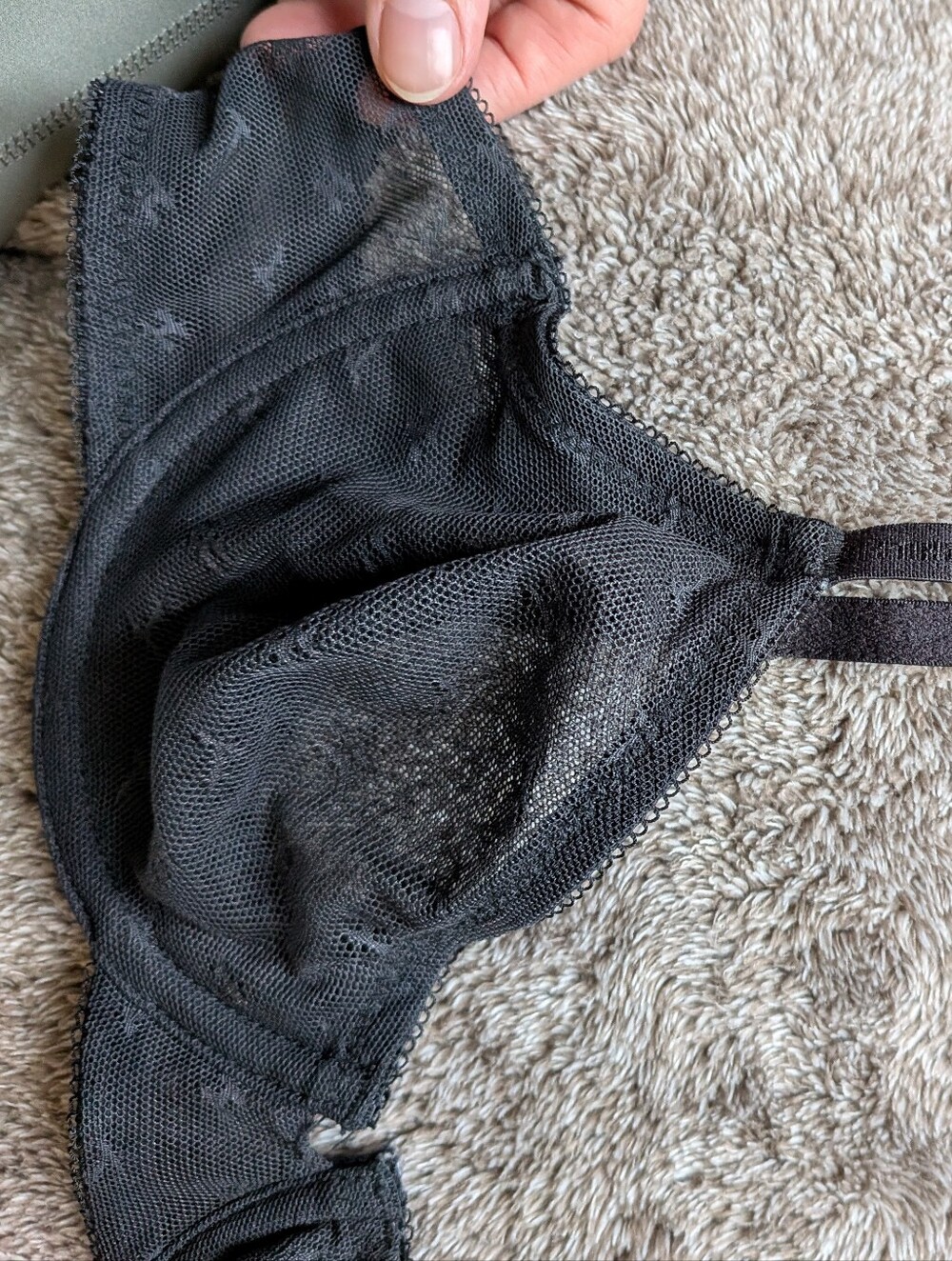 Tommy Hilfiger Black Unlined Underwire Logo Mesh Balconette Bra 34A